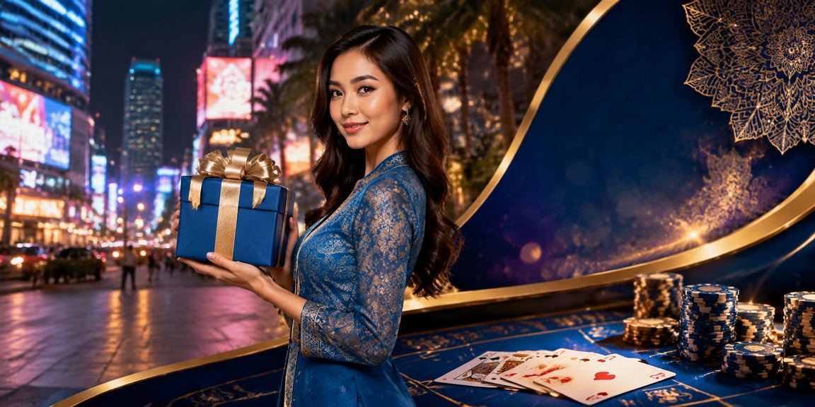 Permainan poker suasana budaya Malaysia dengan baju kurung di platform u19